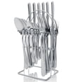 thumbnail image 1 of 24 Piece Gold Silverware Set for 6, Gilded Mirror Polished Cutlery Utensils, Home Kitchen Tableware Including Forks Knives Spoons with Holder, Dishwasher Safe Flatware Set, 1 of 9