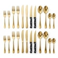 thumbnail image 1 of 24 Piece Gold Silverware Set with Steak Knives, Stainless Steel Flatware Set for 4, Mirror Polished Cutlery, 1 of 8