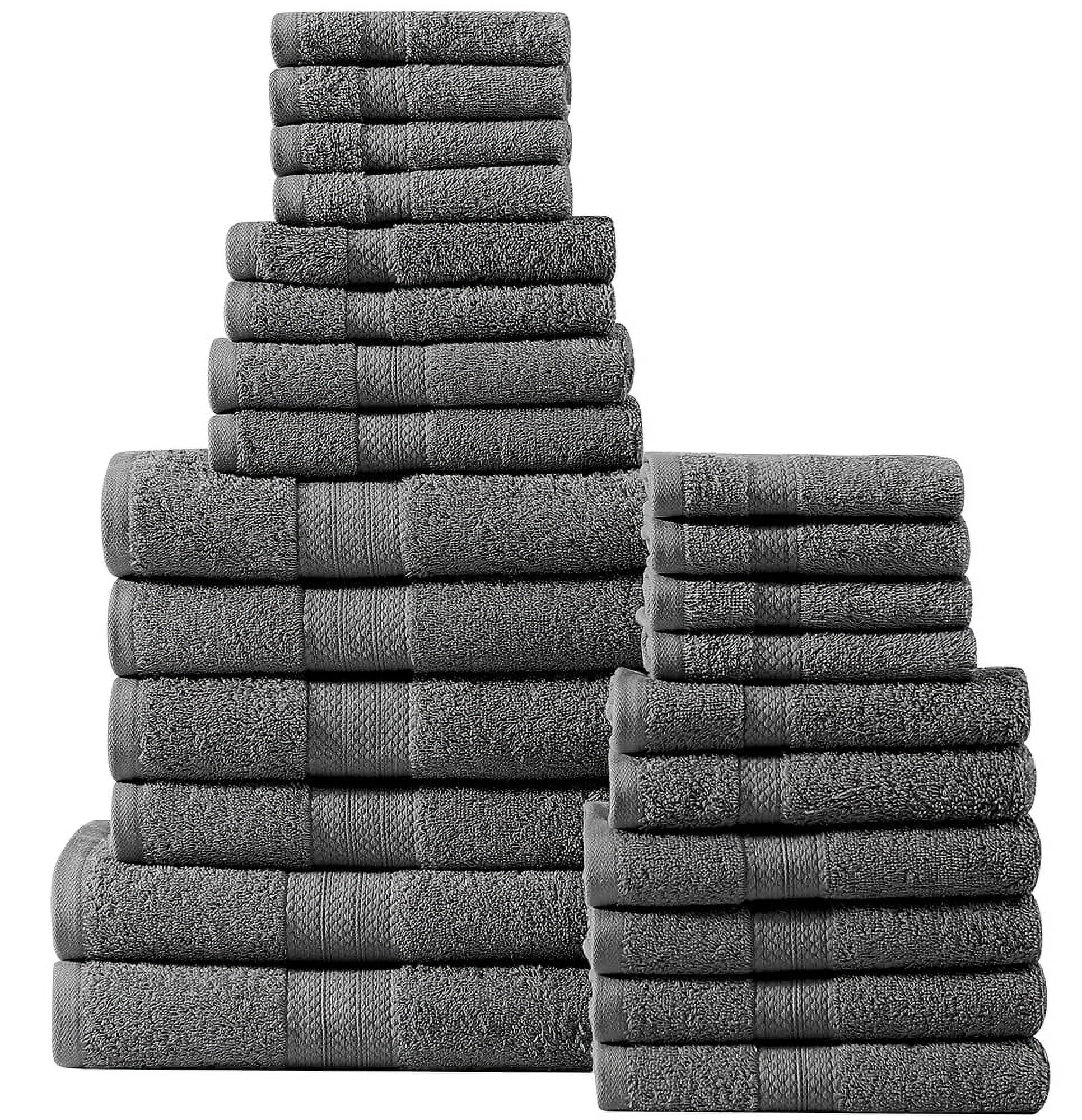 24 Piece Grey Bath Towel Set, Oversize Bath Sheet, Bath Towels, Hand
