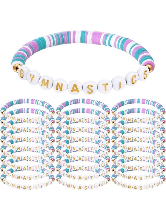 24 Piece Gymnastics Bracelets Sports Team Beaded Bracelets