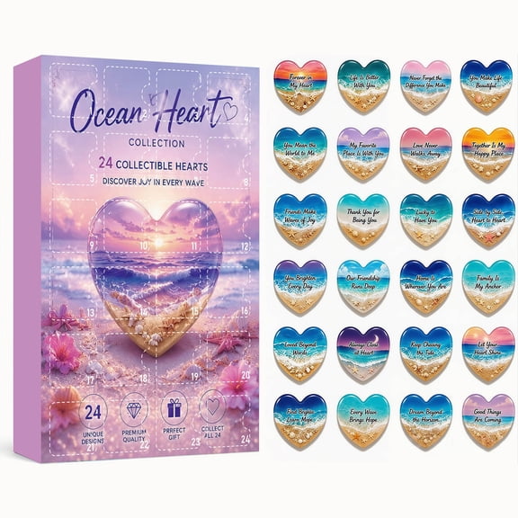 24 Piece Heart Pocket Hearts Set Beach Sunset Inspirational Worry Stones For Family Display
