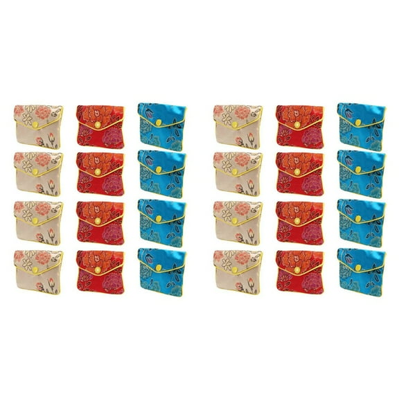 24-Piece Jewelry Silk Purse Bag Brocade Embroidery Bag Gift Bag Colors