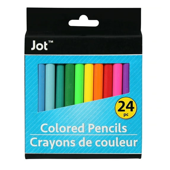 24 Piece Jot Count Mini Colored Pencil Kids Art School Supplies Set