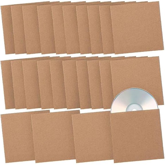 24 Piece Kraft Paper CD Sleeves Rustic Eco Friendly for Wedding Invitations Favors Thank You Cards and DIY Projects