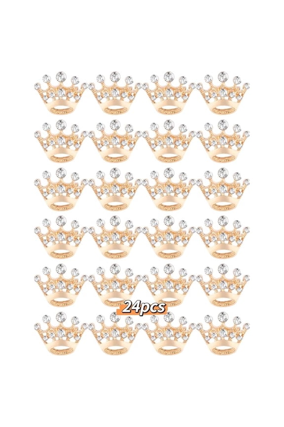 24-Piece Luxe Mini Crown Pin, Dazzling Crystal Rhinestone Gold and Silver Brooch for Blazer Dress Coat, Year-Round Formal Casual Wear