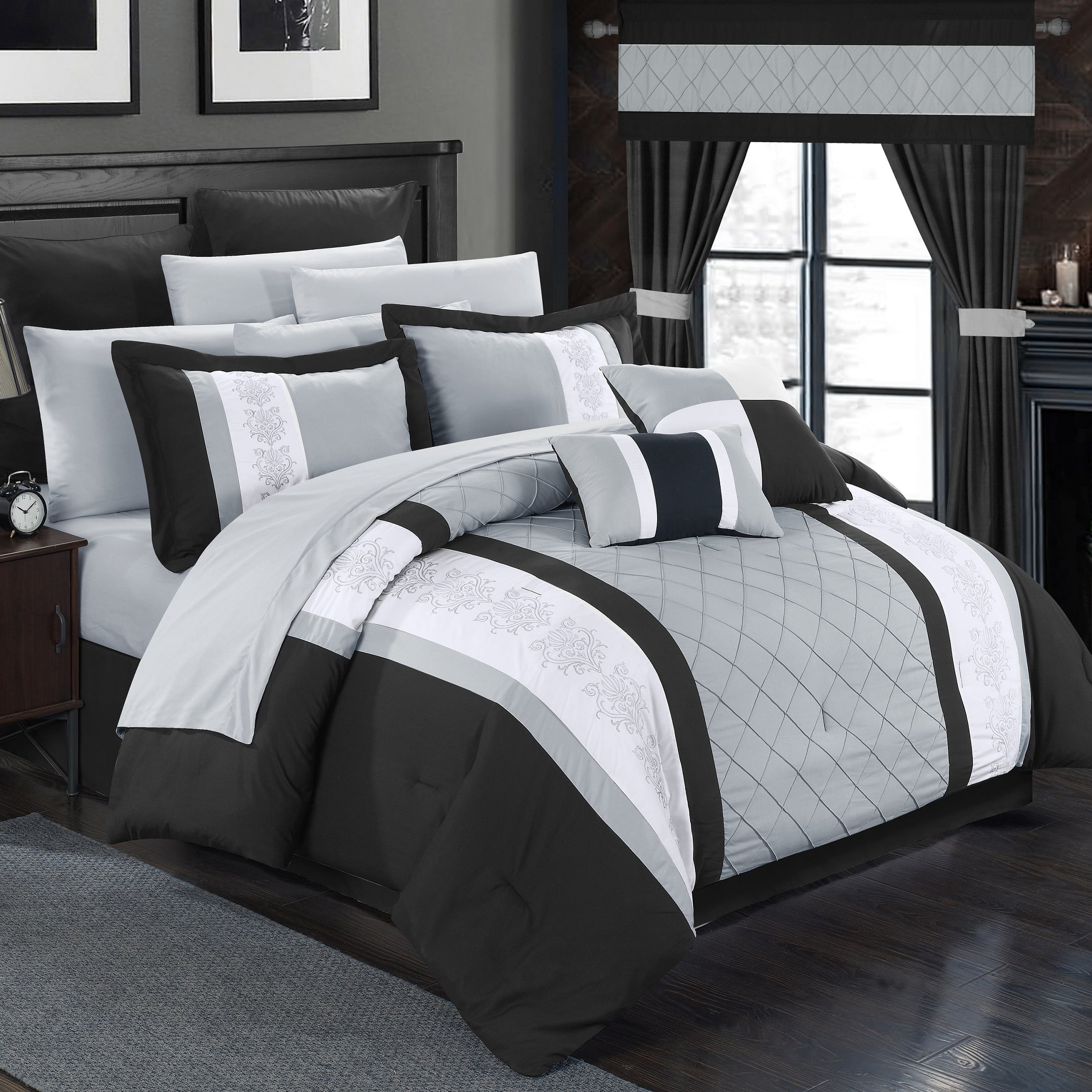 Chic Home 24 Piece Marlington Pin tuck Embroidery Bedding Comforter Set Chic Home 24 Piece Marlington Pin tuck Embroidery Bedding Comforter Set