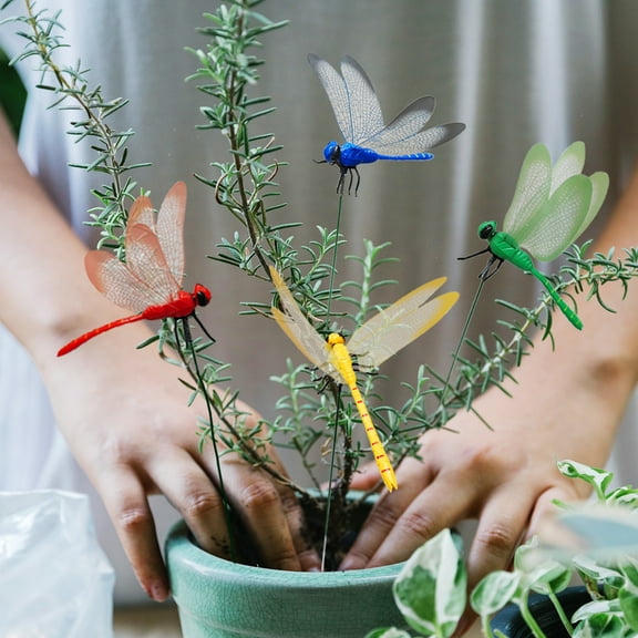 24 Piece Moving Wing Garden Ornament Set - Simulated Stakes for Outdoor and Planter Decor | Floral Accents with Spring