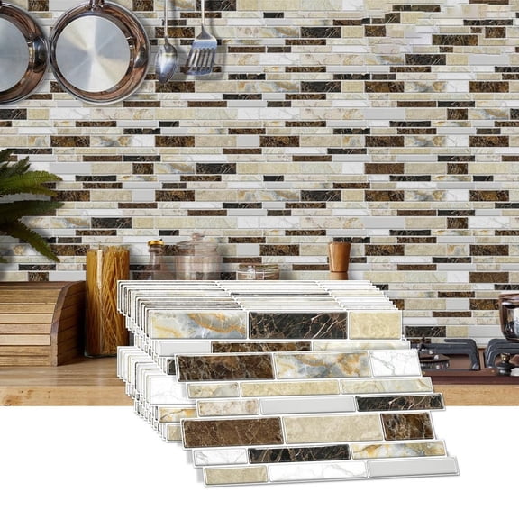 24-Piece Peel and Stick Marble Wall Tiles, 4.7×9.7 Inch Self-Adhesive Backsplash, Waterproof & Oil-Proof Decorative Tiles for Kitchen, Bathroom and Home Wall Decoration