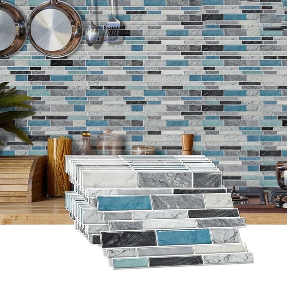 24-Piece Peel and Stick Marble Wall Tiles, 4.7×9.7 Inch Self-Adhesive Backsplash, Waterproof & Oil-Proof Decorative Tiles for Kitchen, Bathroom and Home Wall Decoration