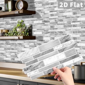 24-Piece Peel-and-Stick Marble Wall Tiles - 4.7×9.7 Inch Waterproof Oil-Proof Backsplash Tiles, Self-Adhesive Decorative Tiles for Kitchen Bathroom