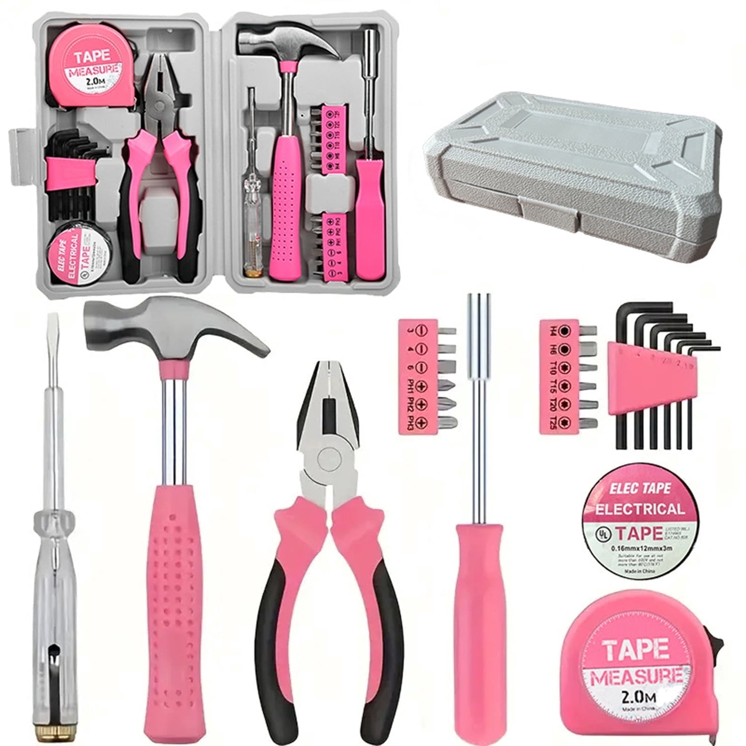 24pcs Pink Household Hand Tool Set for Women, Repair Kit with Small ...