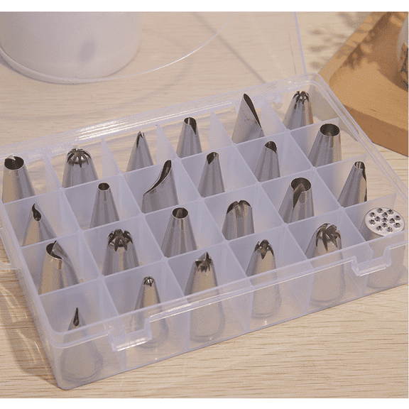 24 Piece Piping Tips Set, Icing Piping Nozzles with Storage Box, Stainless Steel Nozzles Tip for Cake Decorating