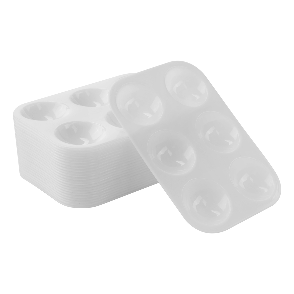 24 Piece Plastic Paint Palettes 6 Well Rectangular Watercolor Palette