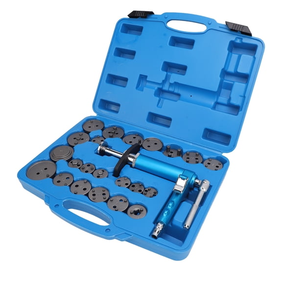 24-Piece Pneumatic Brake Caliper Wind Back Tool Set - Universal Air Powered Brake Caliper Piston Compressor Rewind Tool Kit (15.7 x 12.6 in / 40.0 x 32.0 cm)
