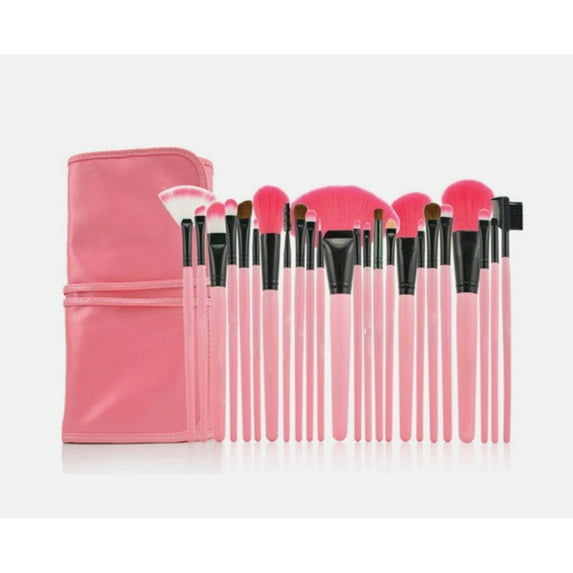 24-Piece Professional Hot Pink Makeup Brushes Set with Cosmetic Pouch Bag – Complete Kit for Foundation, Eyeshadow, Eyeliner & Lip Makeup TIKA