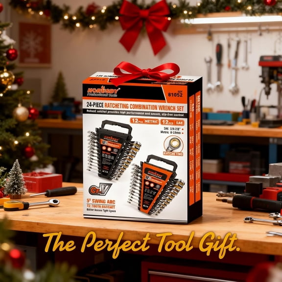 24-Piece Ratcheting Wrench Set | Metric and SAE | Ratchet Combination Wrenches Set with Organizer | 72-Teeth | Chrome Vanadium Steel | 8-19 mm & 1/4 to 7/8