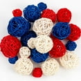 thumbnail image 1 of 24-Piece Red, White & Blue Handwoven Rattan Orbs in 3 Sizes, including Blue Home decor, Blue and White decor, Home decorations, Ideal As Party decorations, Wedding decorations,, 1 of 7