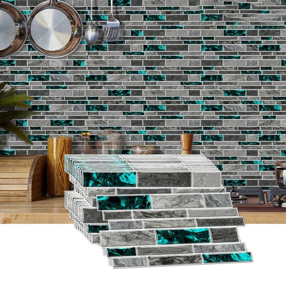 24-Piece Set Peel-and-Stick Self-Adhesive Wall Tiles, 4.7×9.7 Inch Marble Pattern Backsplash Tiles, Waterproof Oil-Proof for Kitchen Bathroom