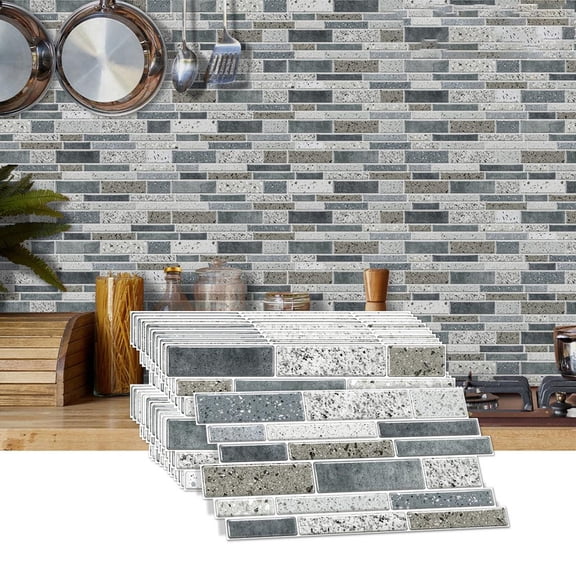 24-Piece Set Peel-and-Stick Self-Adhesive Wall Tiles, 4.7×9.7 Inch Marble Pattern Backsplash Tiles, Waterproof Oil-Proof for Kitchen Bathroom