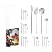 24-Piece Silverware Set, Stainless Steel Mirror Polished Cutlery Flatware With Solid Handle And Smooth Edges, Durable Tableware Set For Home Kitchen Restaurant And Daily Dining.