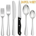 thumbnail image 1 of GPED 24 Piece Silverware Set with Steak Knives, Stainless Steel Flatware Set, Cutlery Set Service for 4, Mirror Polished Utensils Set, Forks and Spoons Silverware Set, Dishwasher Safe, 1 of 7