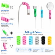 24 Piece Silicone Charging Cable Protector Set, Spiral Cord Saver Covers for USB Phone Charger Cables, TIKA