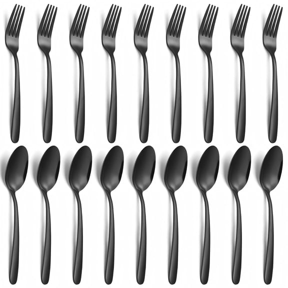 24-Piece Spoons and Forks Set Silverware Set - Forks and Spoons Food Grade Stainless Steel Silverware for Home, Kitchen and Restaurant, 12-Fork and 12-Spoon, Mirror Polished&Dishwasher Safe
