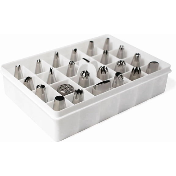 24-Piece Stainless Steel Cake Decorating Set Essential Baking Tools with Flower, Star and Leaf Tips for Cookies Pastry