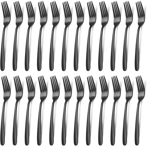 24-Piece Stainless Steel Dinner Fork Set - 8 Inch Flatware Forks for Home, Kitchen, Restaurant, Mirror Polished, Durable, Dishwasher Safe, Silver Cutlery Set