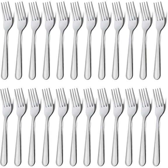 24-Piece Stainless Steel Dinner Forks Silverware - 7.1 Inch Silver Set of 24, Set, Flatware for Home, Kitchen or Restaurant, Mirror Polished, Dishwasher Safe