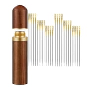 24 Piece Self Threading Needles Set, Sewing and Embroidery Needles with Wooden Case, TIKA