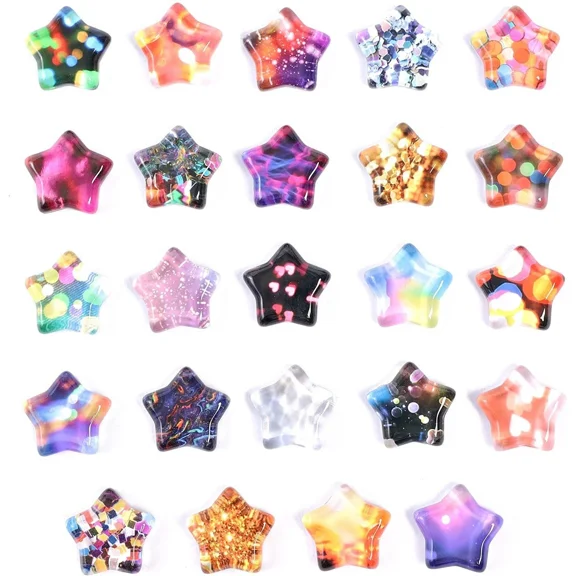 24-Piece Star Shaped Crystal Glass Fridge Whiteboard Magnets W/ Colorful Pattern
