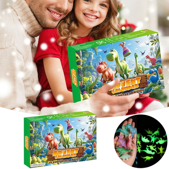 24 Piece Temperature Changing Dinosaur Countdown Set for Children - 24 Day Calendar for Party Prizes and Goodie Bags for Kids 3 Years and Up