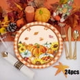thumbnail image 1 of 24-Piece Thanksgiving Themed Disposable Dinnerware Set, Complete Party Plate Collection, 1 of 6