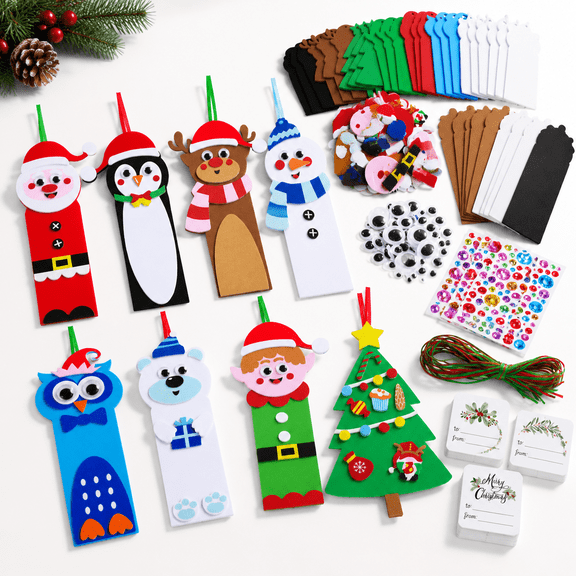 24-Piece Winter Holiday DIY Craft Kits for Bookmarks and Ornaments