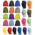 thumbnail image 1 of 24 Piece Winter Set - 12 Pack Beanie Hats + 12 Pairs Winter Gloves, for Unisex Adult, Bulk Cold Weather Kits, 1 of 7