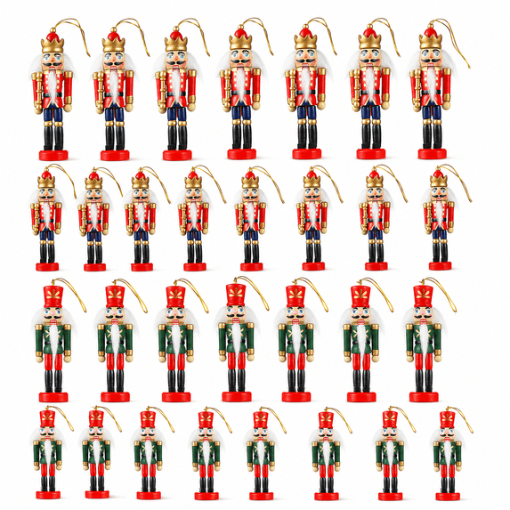 6 Inch Size 24-Piece Wooden Nutcracker Ornaments, Small Christmas Soldier Hanging ...