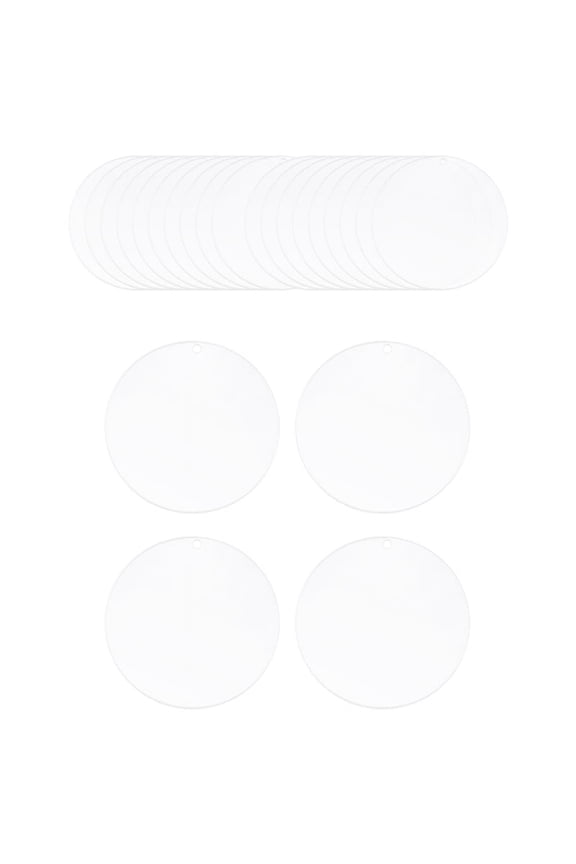 24 Pieces 3 Inch Acrylic Keychain Blanks Circles Clear Disc Ornaments Blanks with Hole Circle Discs for DIY Keychain