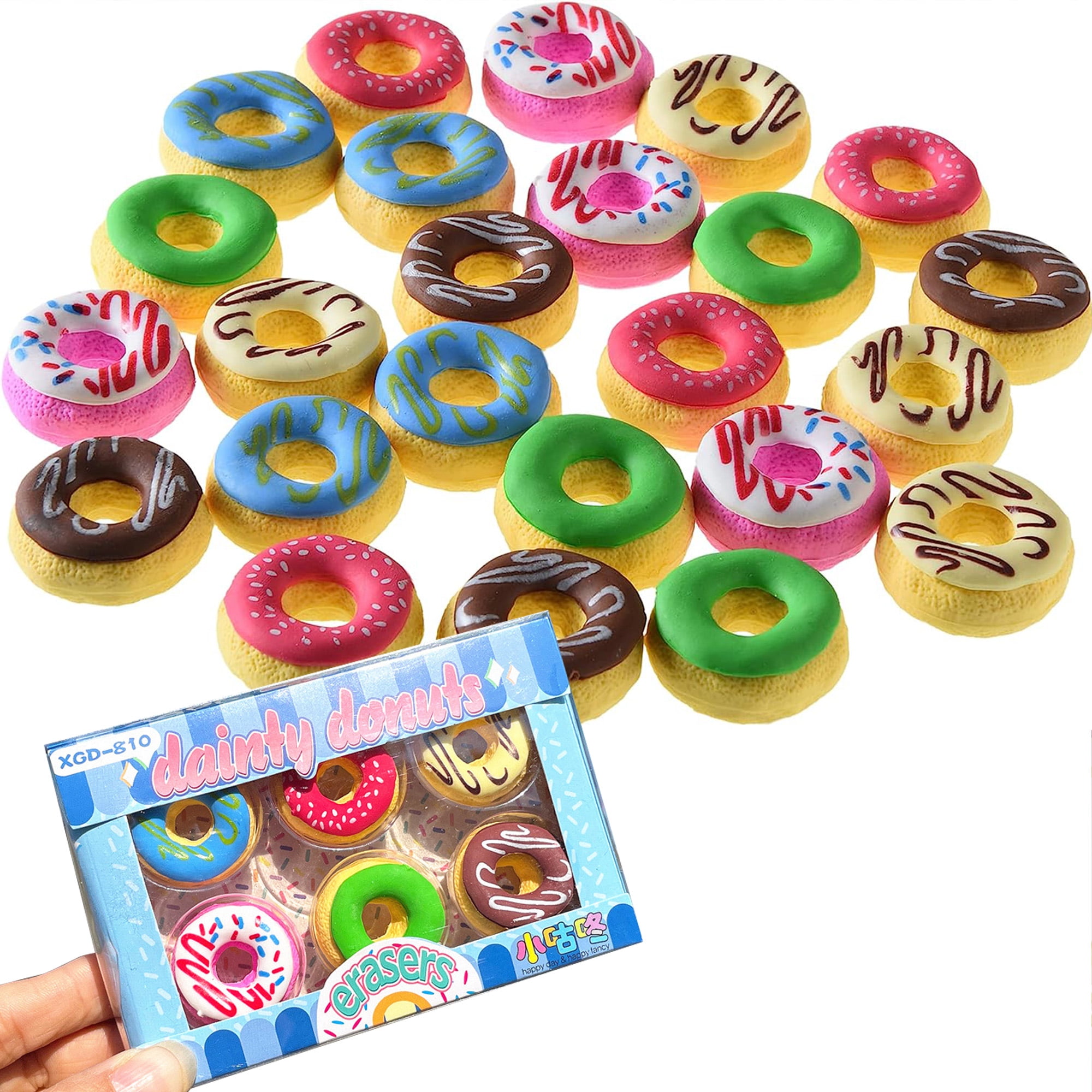 24 Pieces 3D Cute Food Puzzle Mini Eraser, Cool Fun Take Apart Desk Pet