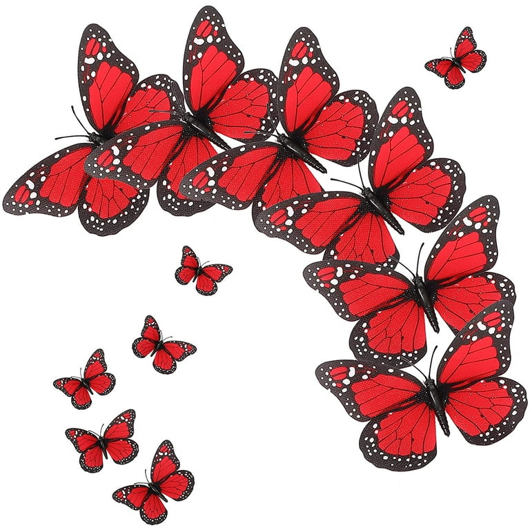 24 Pieces 4.7 Inch Halloween Butterfly Wall Decor Artificial Monarch  Butterfly Decoration Fake Butterflies for Crafts 3D Magnet for for Craft  Home