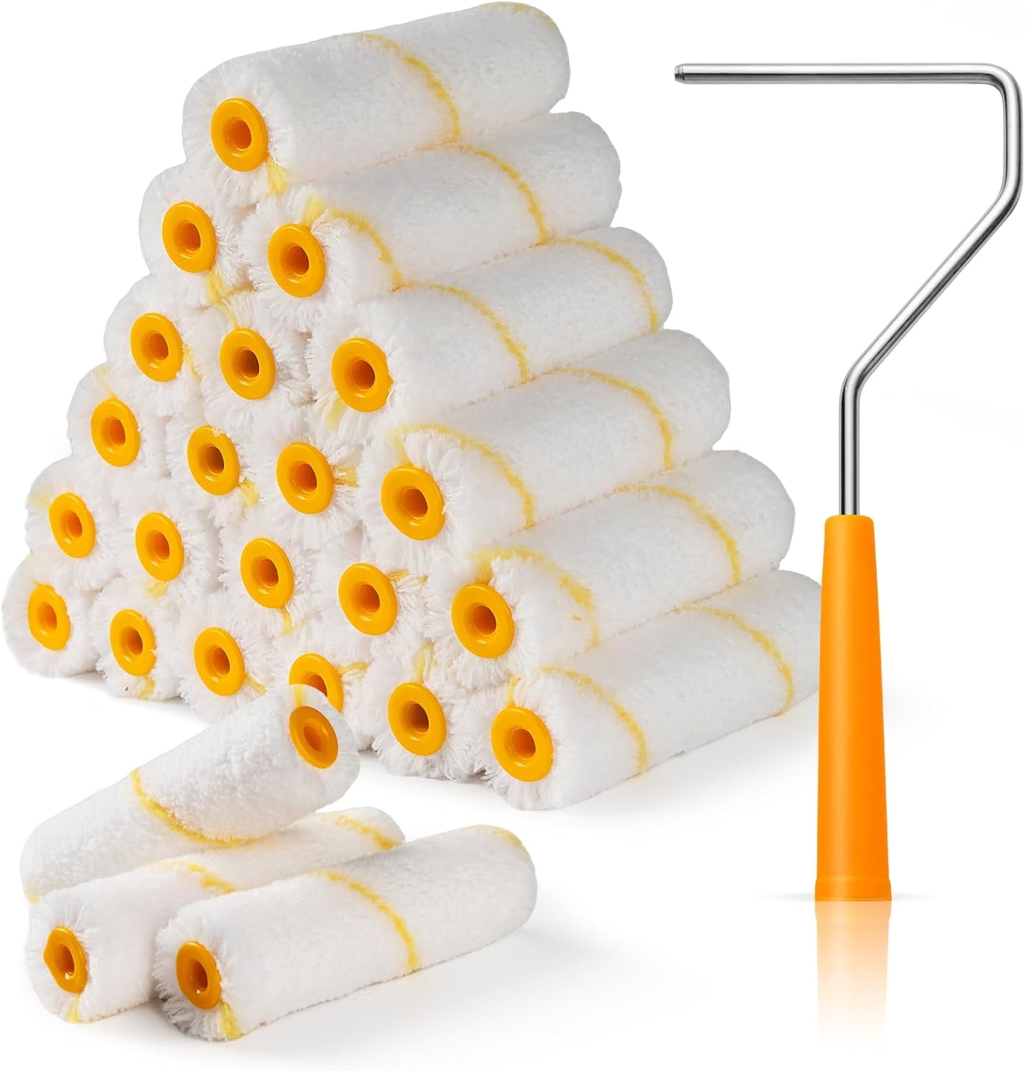 24 Pieces 4-Inch Paint Roller Covers - 9mm Nap Microfiber Rollers for ...