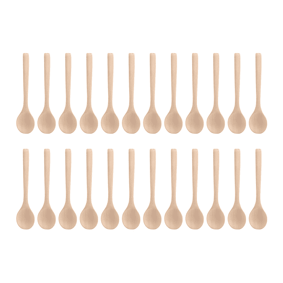 24 Pieces 6.7 Inch Wooden Spoons Condiments Salt Oval Mixing (Wood Color)
