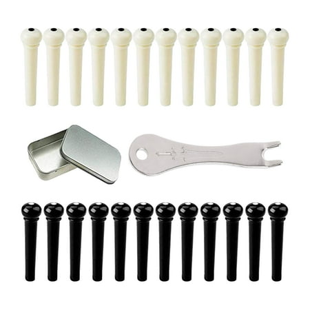 24 Pieces Acoustic Guitar Bridge Pins Guitar Pegs Guitar Parts Replacement Durable Bridge Extractor Tool for Classical Guitar