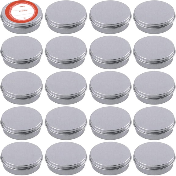 24 Pieces Aluminum Tin Jars, 30ml Empty Cosmetic Container Pots, Silver Round Cosmetic Tin Jars, Aluminum Round Cans with Screw Lids for Cream Lotion Powder Lip Balm Salve Sample Makeup Storage