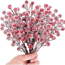 24 Pieces Artificial Holly Berry Stems 9" Christmas Berry Picks Sprays Snowy Fake Red Berries for Christmas Tree Branches Fillers Ornaments Valentine DIY Crafts Wedding Home Party Winter Decor