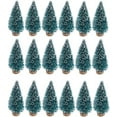 24 Pieces Artificial Mini Christmas Sisal Snow Frost Trees with Wood