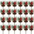 thumbnail image 1 of 24 Pieces Artificial Pine Picks Christmas Mini Pine Picks Pine Needles Branches with Red Berry Pinecones Berry Branches Fake Berries for Flower Arrangements Wreaths Holiday Xmas Tree Decoration, 1 of 7