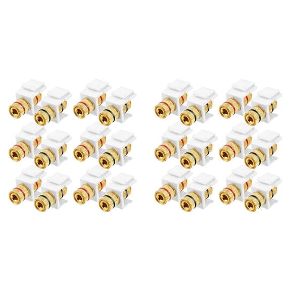 24 Pieces Banana Jack Binding Post Jack Insert, Black and Red Rings Audio Speaker Connector Screw Type