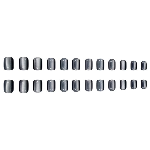 24 Pieces Black Pearl Cat Eye Short Square Press On Nails - DIY Nail Art Set for Effortless Glamour