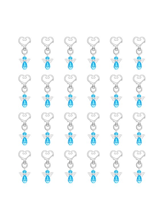 24 Pieces Bridals Shower Favor with Metal Keychains Hollow Packaging Boxes Elegant Baptisms Party Supplies